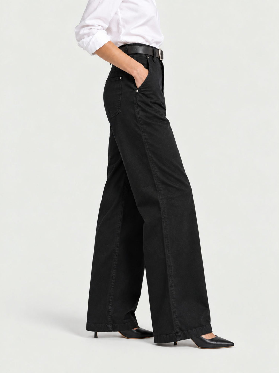 Pantalone a palazzo in cotone nero 5546 NERO ANDREA MORANDO 