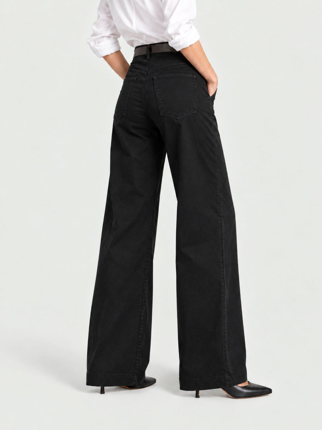 Pantalone a palazzo in cotone nero 5546 NERO ANDREA MORANDO 