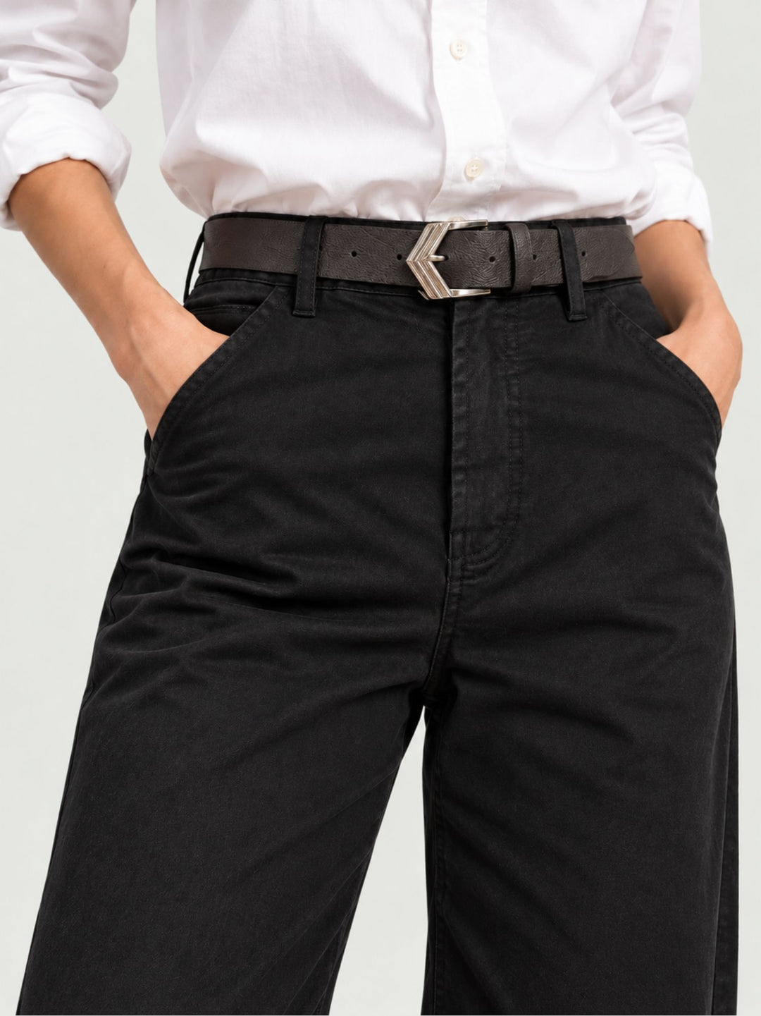 Pantalone a palazzo in cotone nero 5546 NERO ANDREA MORANDO 