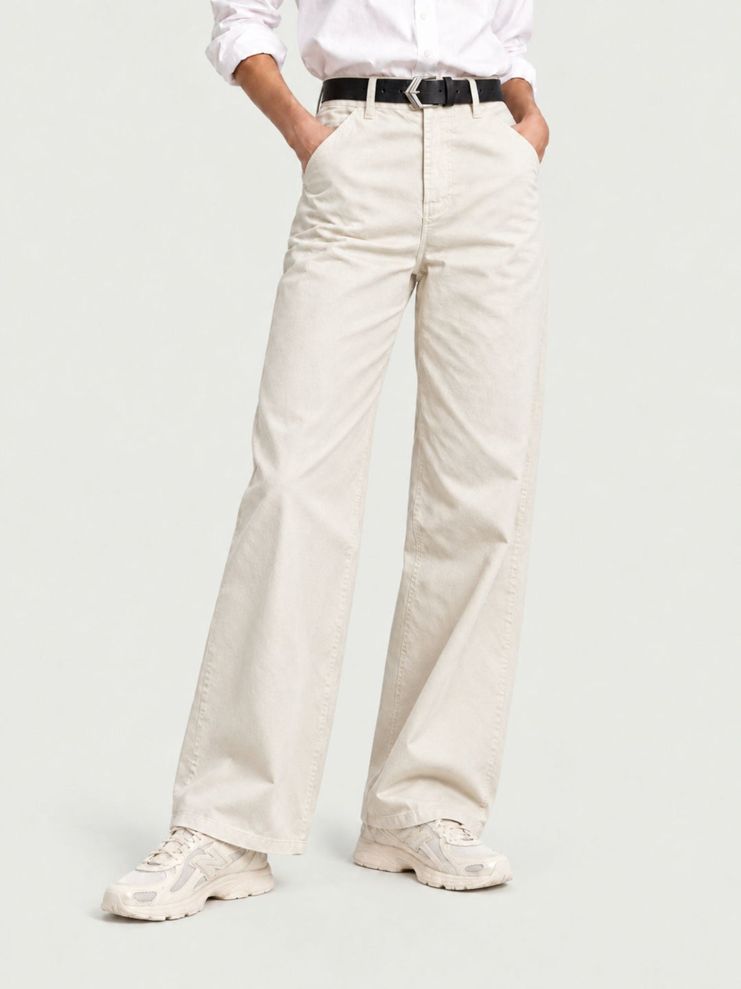 Pantalone a palazzo in cotone panna 5546 PANNA ANDREA MORANDO 