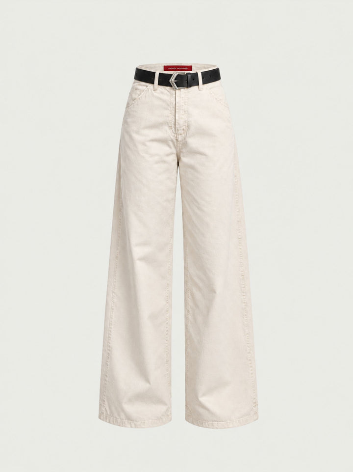 Pantalone a palazzo in cotone panna 5546 PANNA ANDREA MORANDO 
