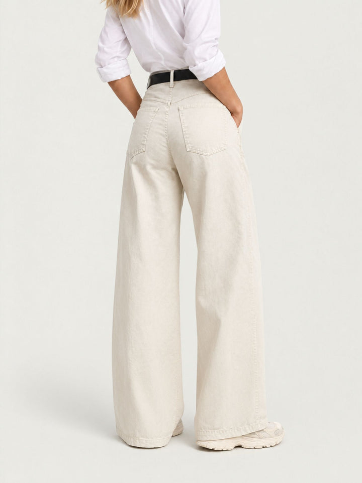 Pantalone a palazzo in cotone panna 5546 PANNA ANDREA MORANDO 