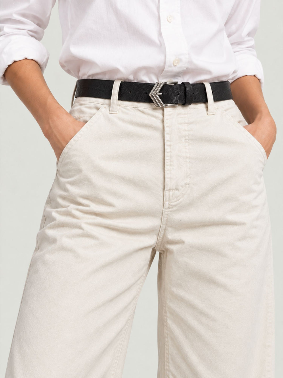 Pantalone a palazzo in cotone panna 5546 PANNA ANDREA MORANDO 