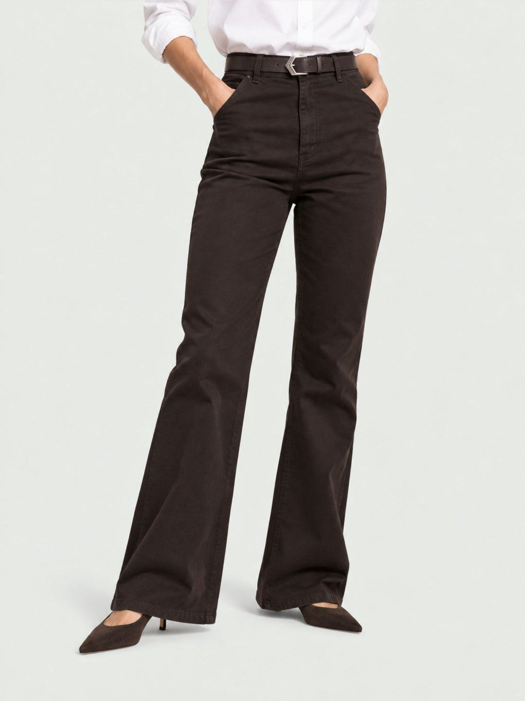 Pantalone a zampa con cintura in cotone testa di moro 5683 MORO ANDREA MORANDO 