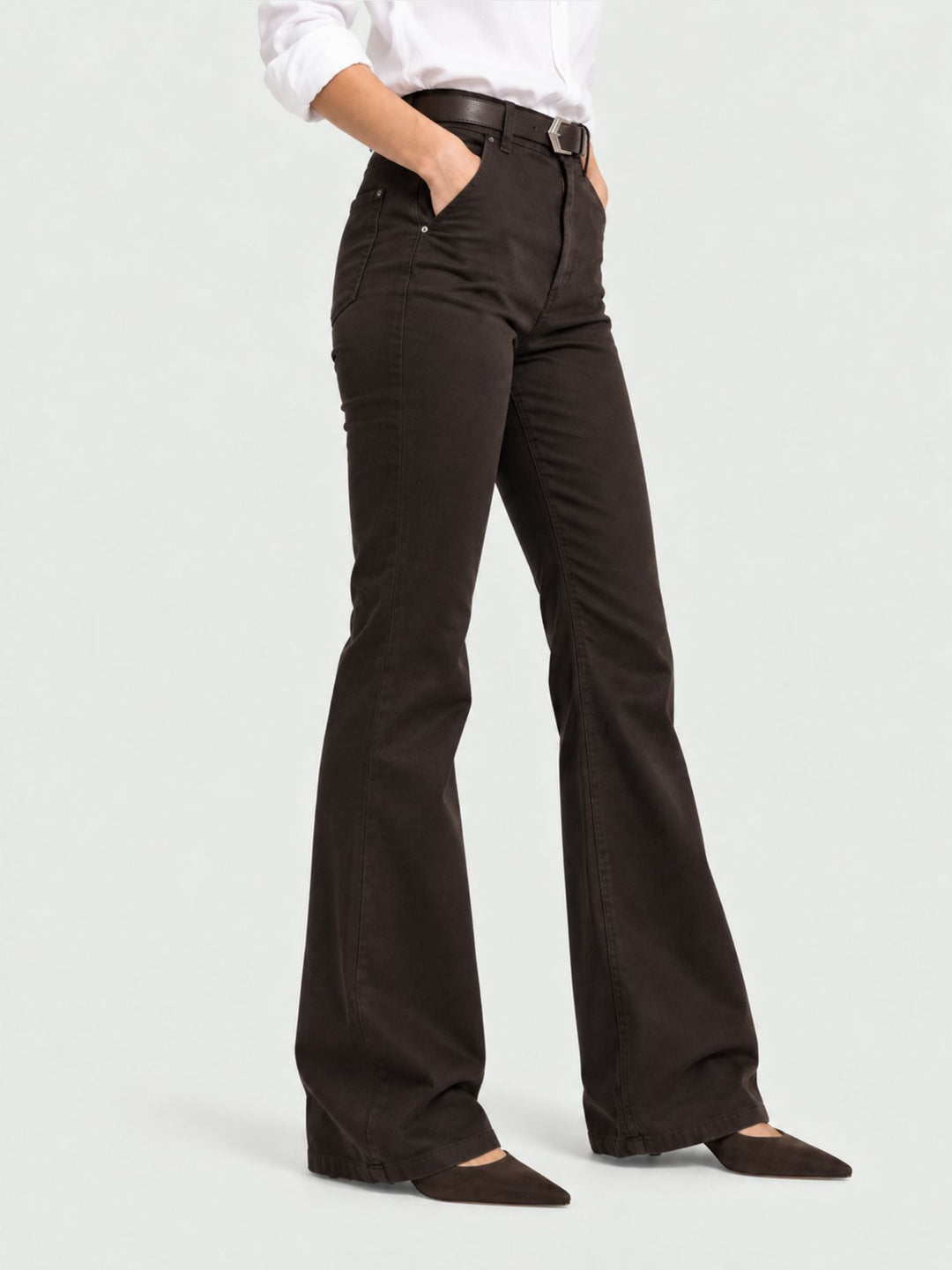 Pantalone a zampa con cintura in cotone testa di moro 5683 MORO ANDREA MORANDO 