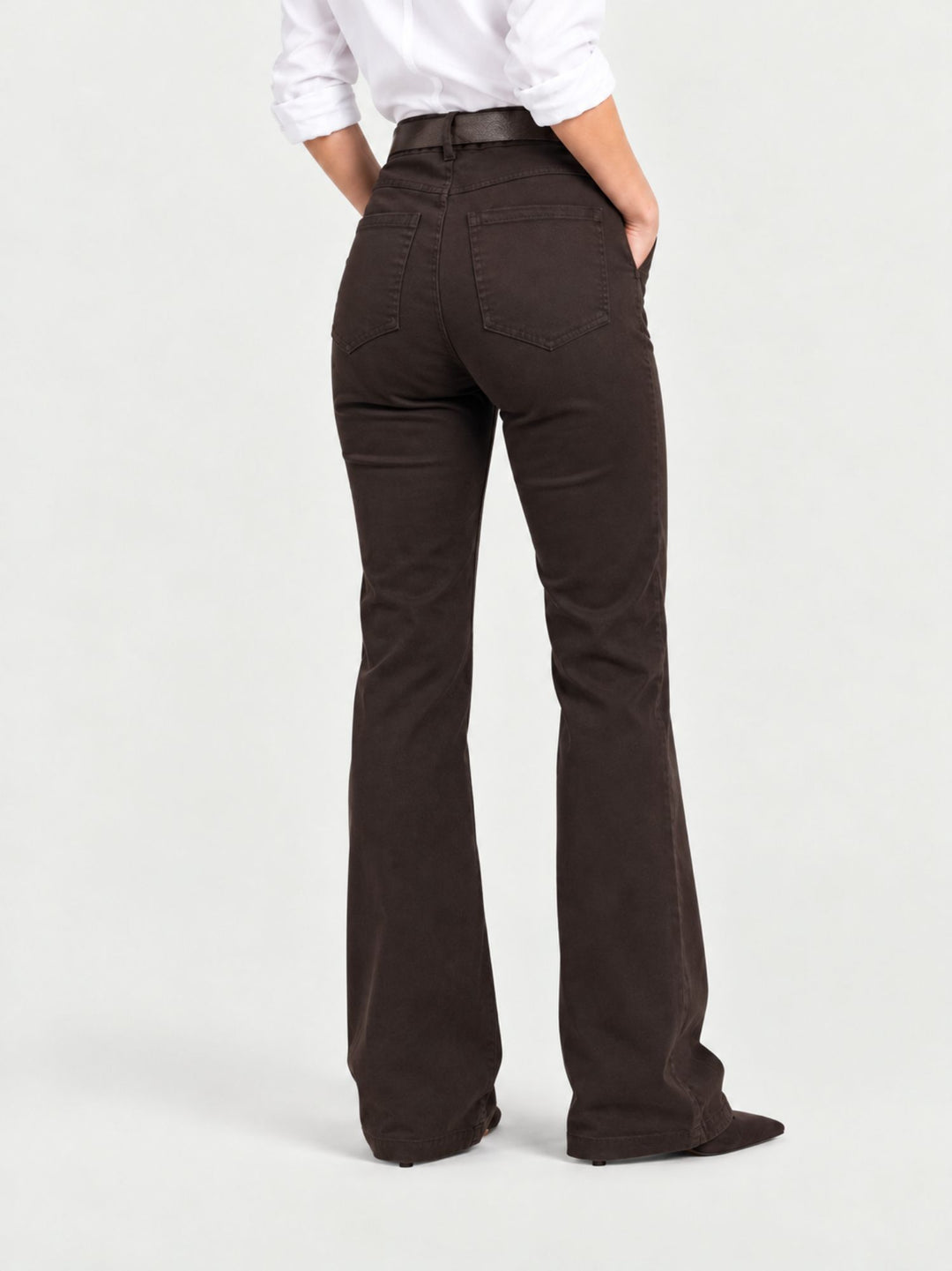 Pantalone a zampa con cintura in cotone testa di moro 5683 MORO ANDREA MORANDO 
