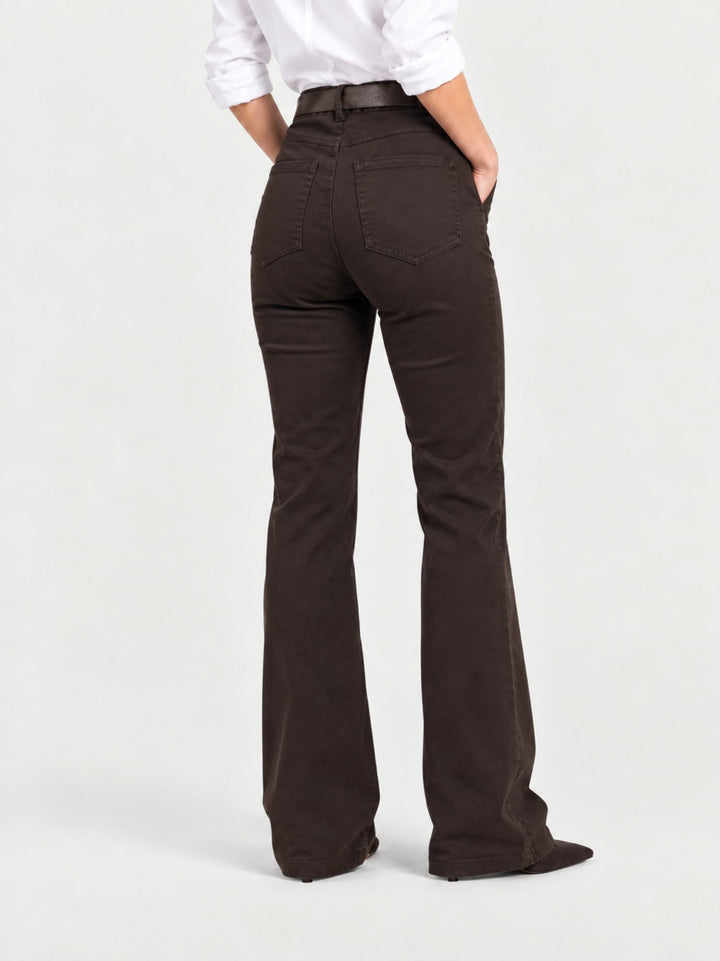 Pantalone a zampa con cintura in cotone testa di moro 5683 MORO ANDREA MORANDO 
