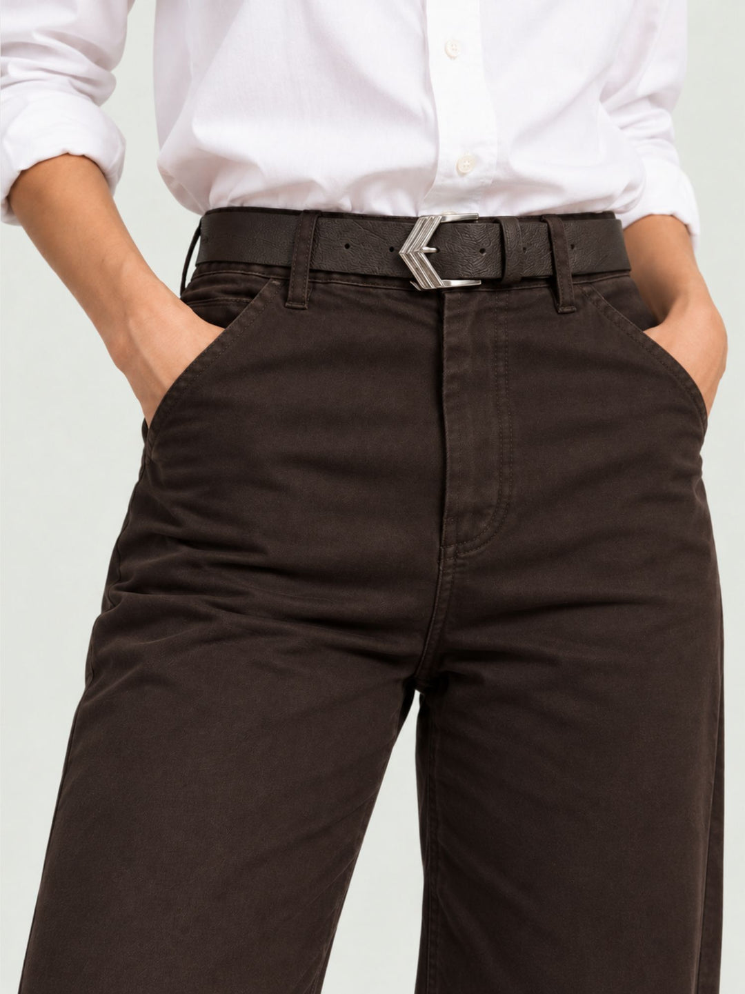 Pantalone a zampa con cintura in cotone testa di moro 5683 MORO ANDREA MORANDO 