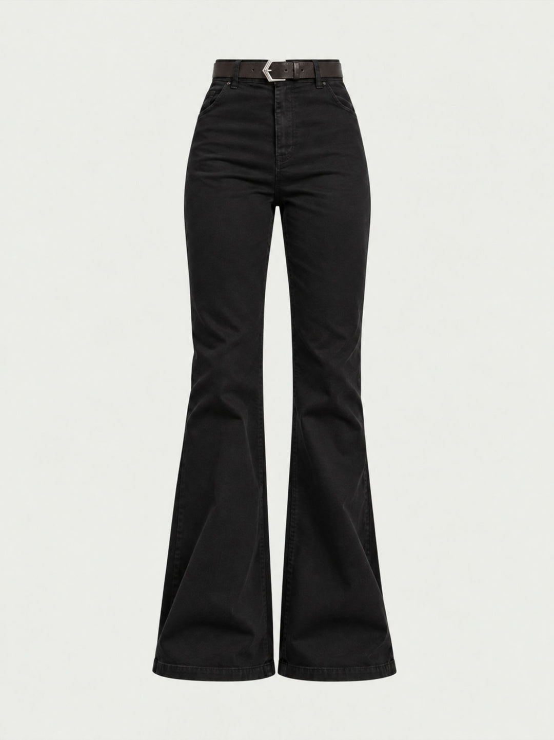 Pantalone a zampa con cintura in cotone nero 5683 NERO ANDREA MORANDO 