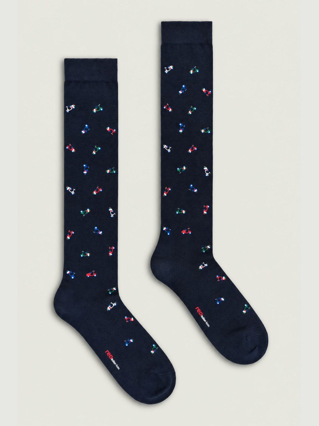 Calze lunghe in cotone blu con stampa Icon 62122G V0011 RED 