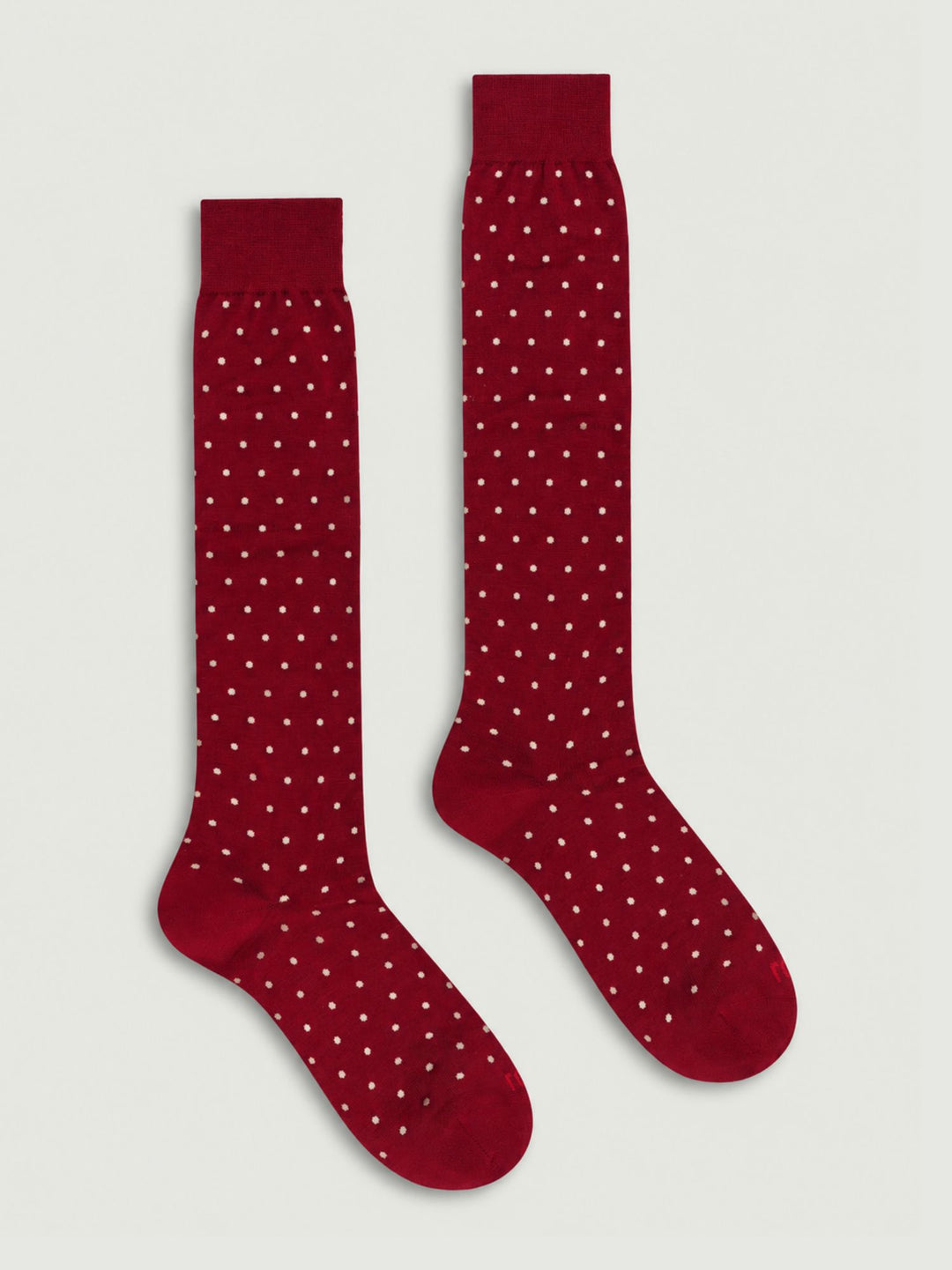 Calze lunghe in lana vergine a pois 63458G V5243 RED 