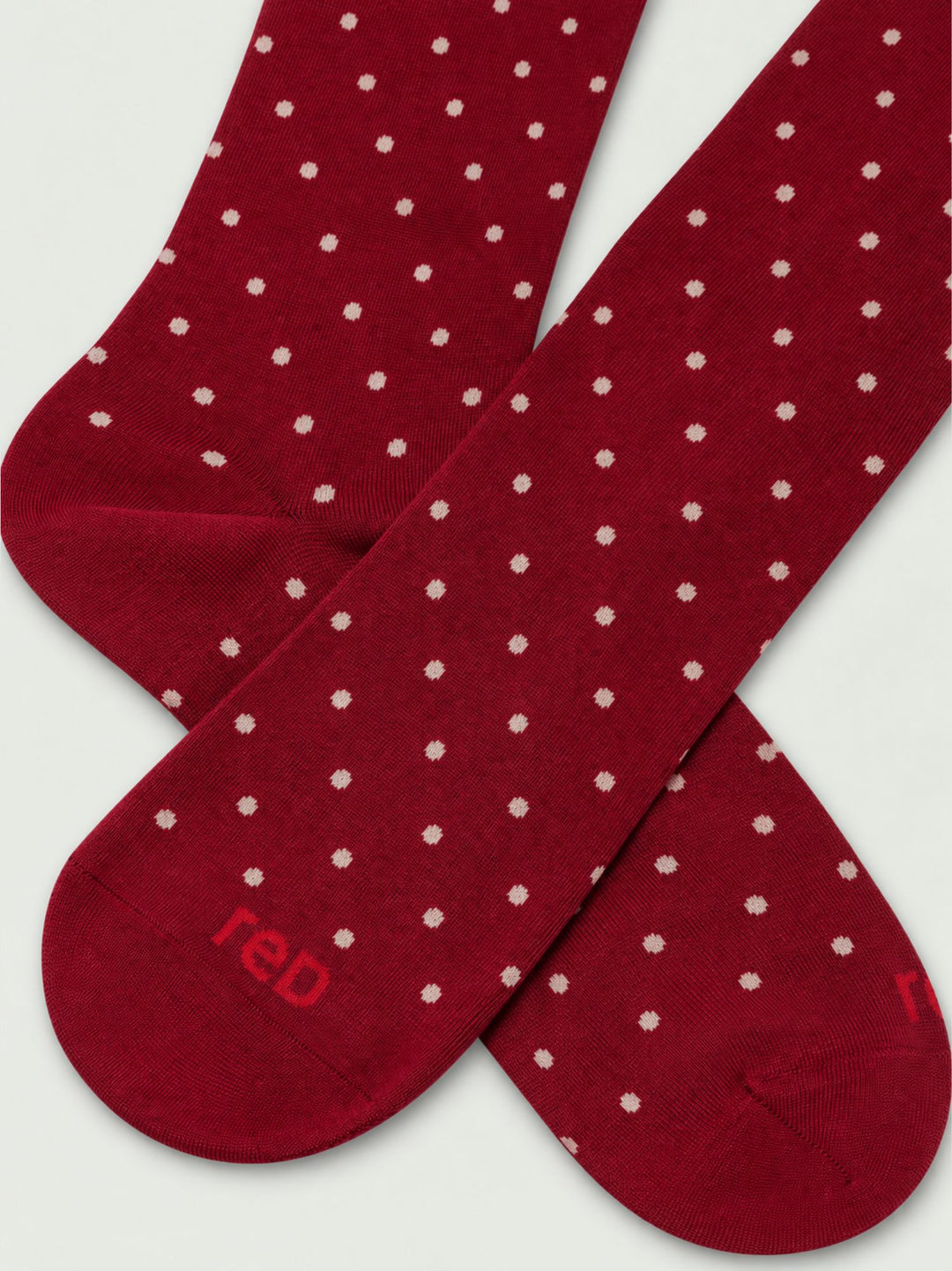 Calze lunghe in lana vergine a pois 63458G V5243 RED 