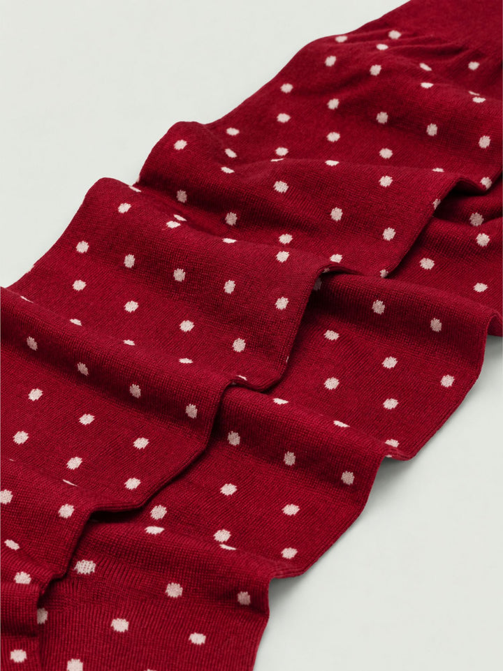 Calze lunghe in lana vergine a pois 63458G V5243 RED 