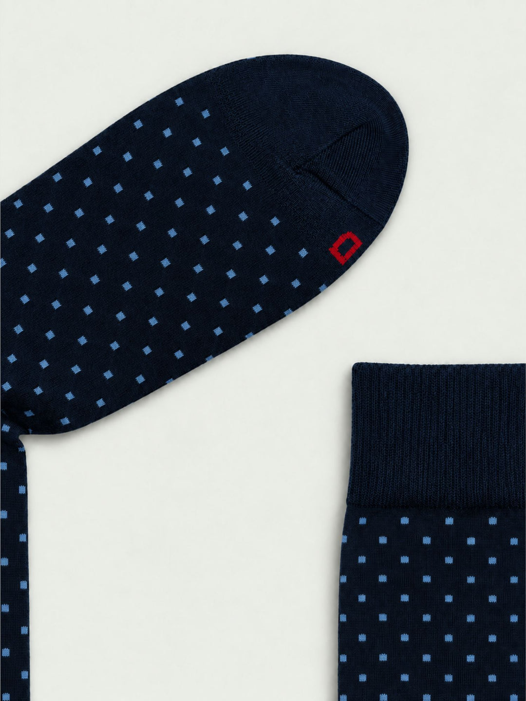 Calze lunghe in cashmere navy a micropois azzurri 64482G V0011 RED 