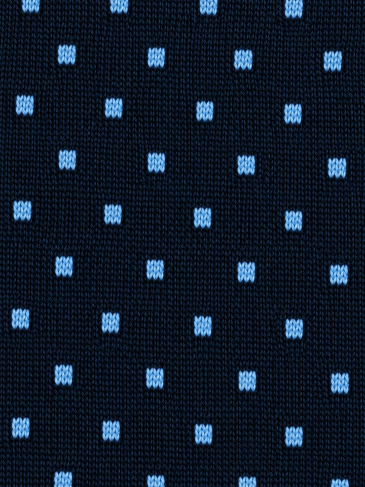Calze lunghe in cashmere navy a micropois azzurri 64482G V0011 RED 