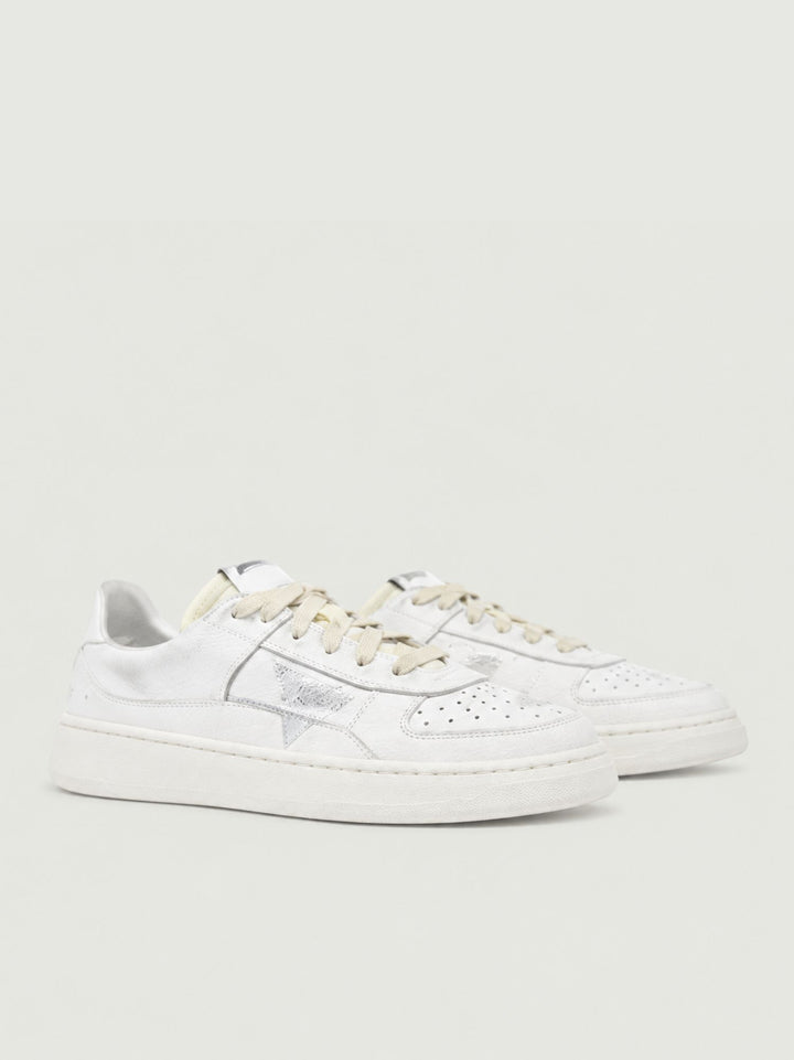 Sneaker bassa vintage in pelle bianca FARGO CRACK BIANCO RUN OF 