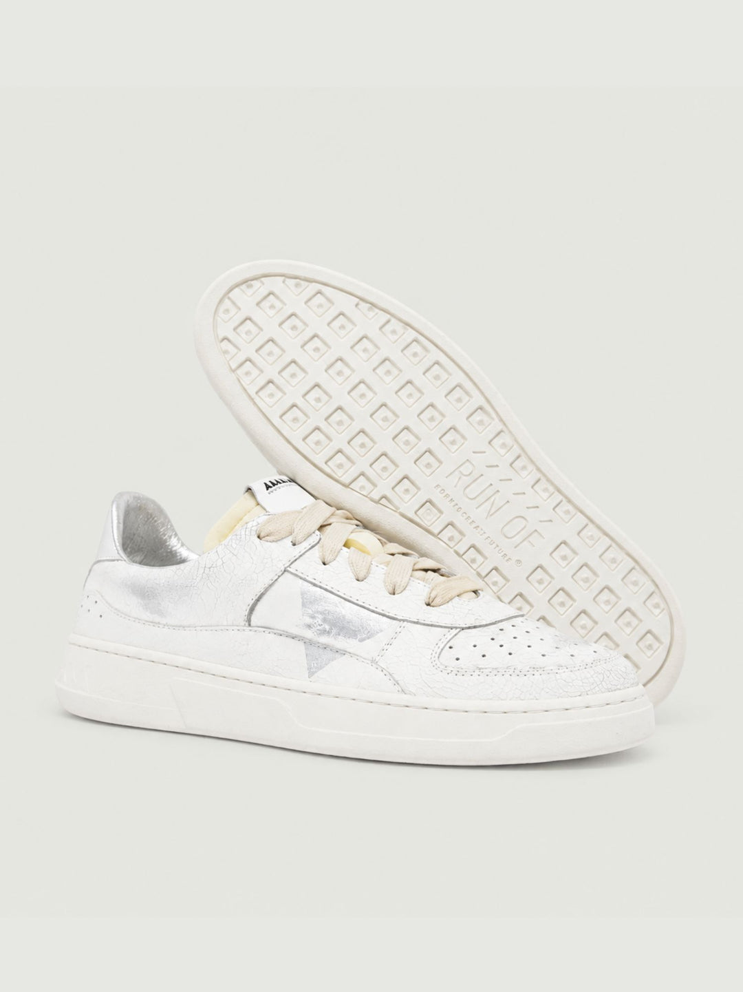 Sneaker bassa vintage in pelle bianca FARGO CRACK BIANCO RUN OF 