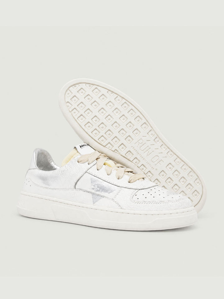 Sneaker bassa vintage in pelle bianca FARGO CRACK BIANCO RUN OF 