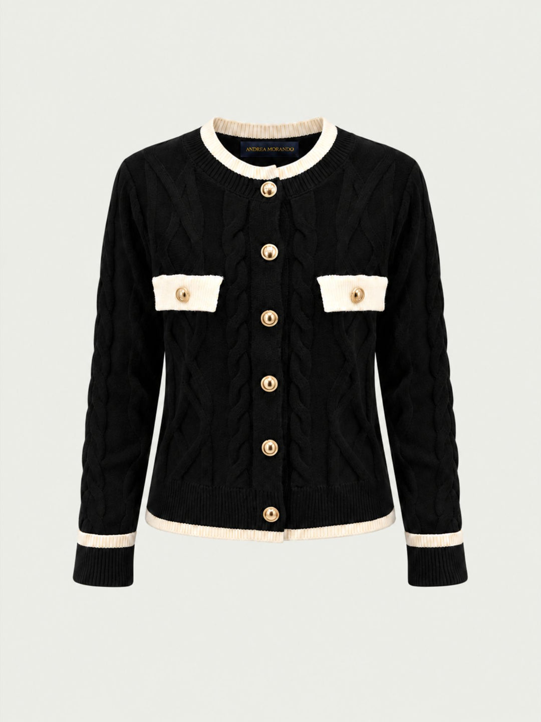 Cardigan in maglia nero e bianco con bottoni dorati CN2756 NERO S&M GROUP 
