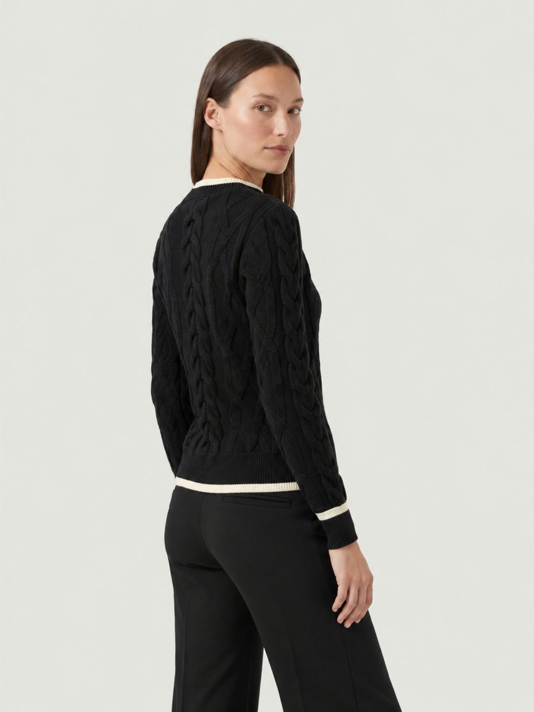 Cardigan in maglia nero e bianco con bottoni dorati CN2756 NERO S&M GROUP 