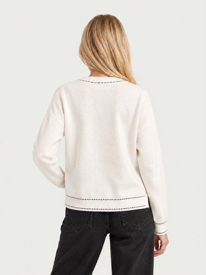 Cardigan girocollo con profili a contrasto e tasche applicate CN2763 LATTE S&M GROUP 