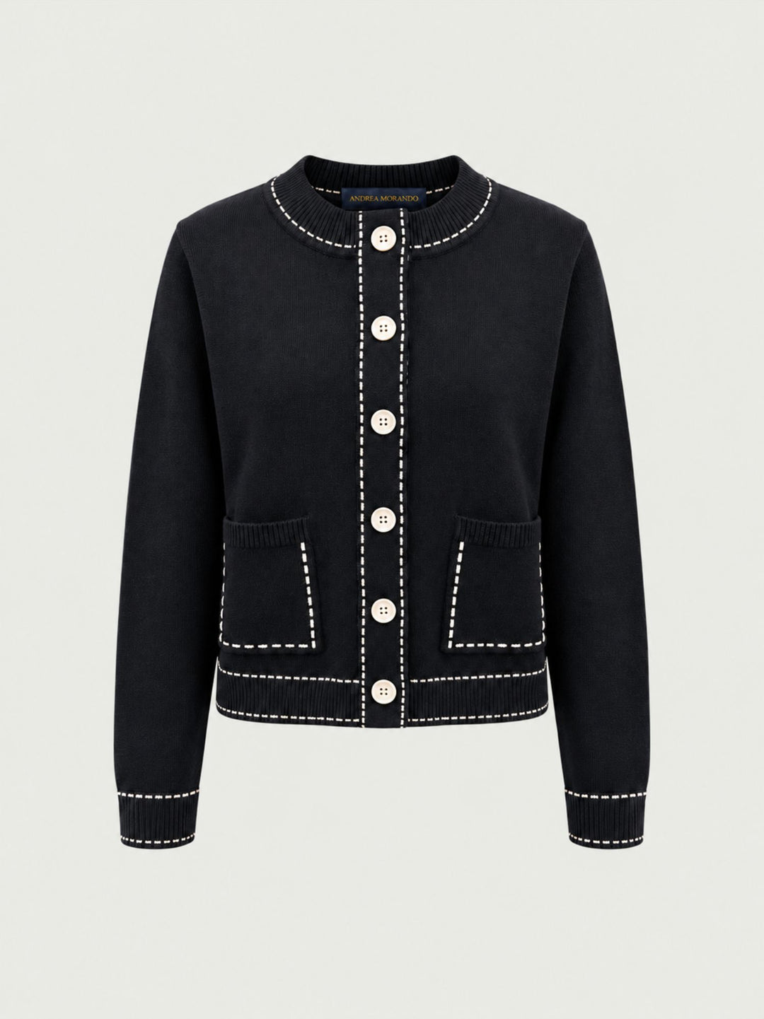 Cardigan in maglia navy con impunture a contrasto CN2763 NERO S&M GROUP 