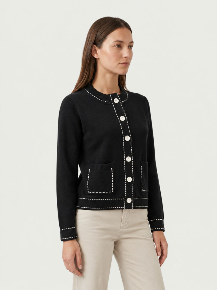 Cardigan in maglia navy con impunture a contrasto CN2763 NERO S&M GROUP 