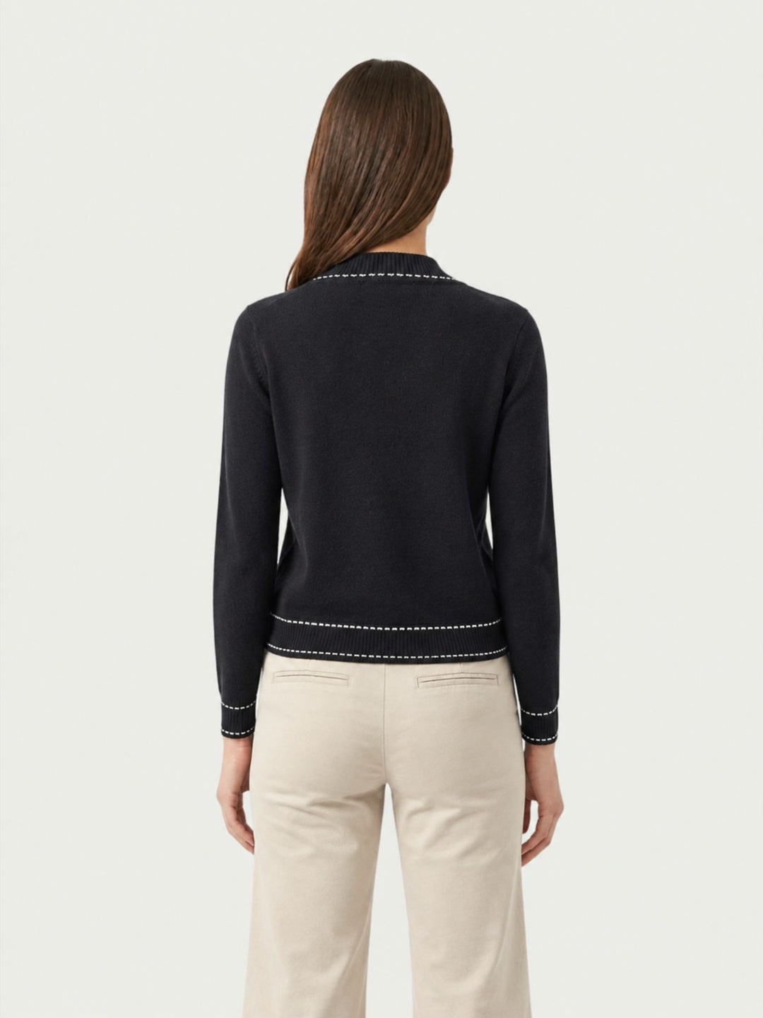 Cardigan in maglia navy con impunture a contrasto CN2763 NERO S&M GROUP 