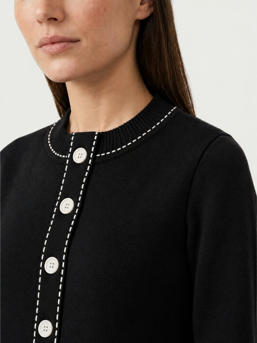 Cardigan in maglia navy con impunture a contrasto CN2763 NERO S&M GROUP 