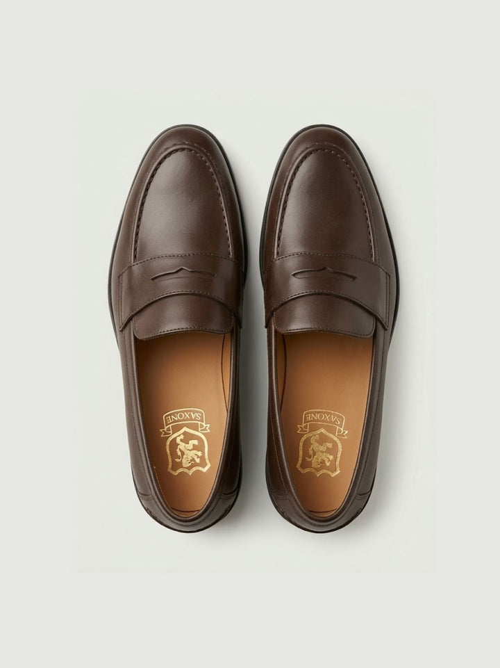 Mocassino penny in pelle cioccolato TIREE/23 T.MORO SAXONE 