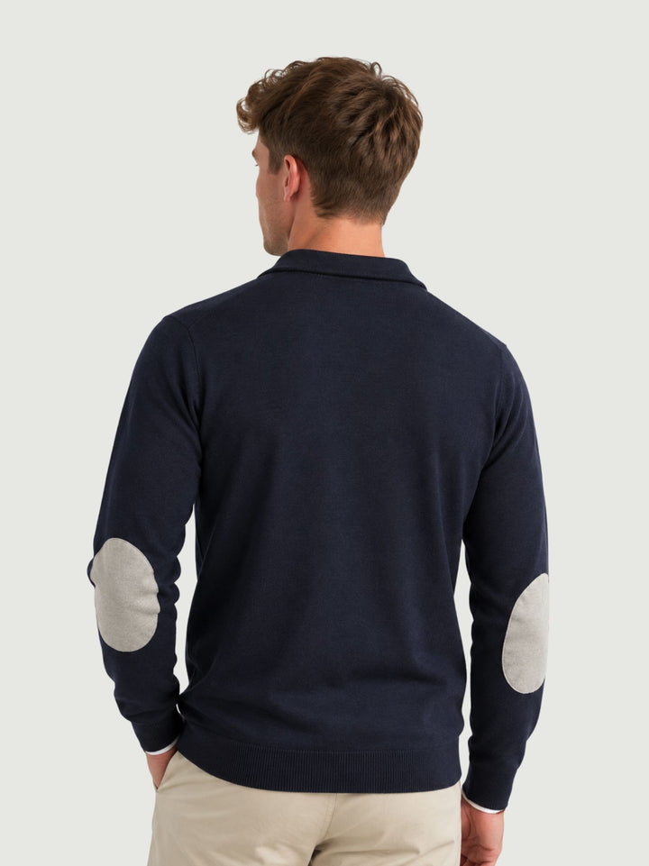Maglia con bottoni in lana e cashmere navy e grigia 87058 BLU ANDREA MORANDO 