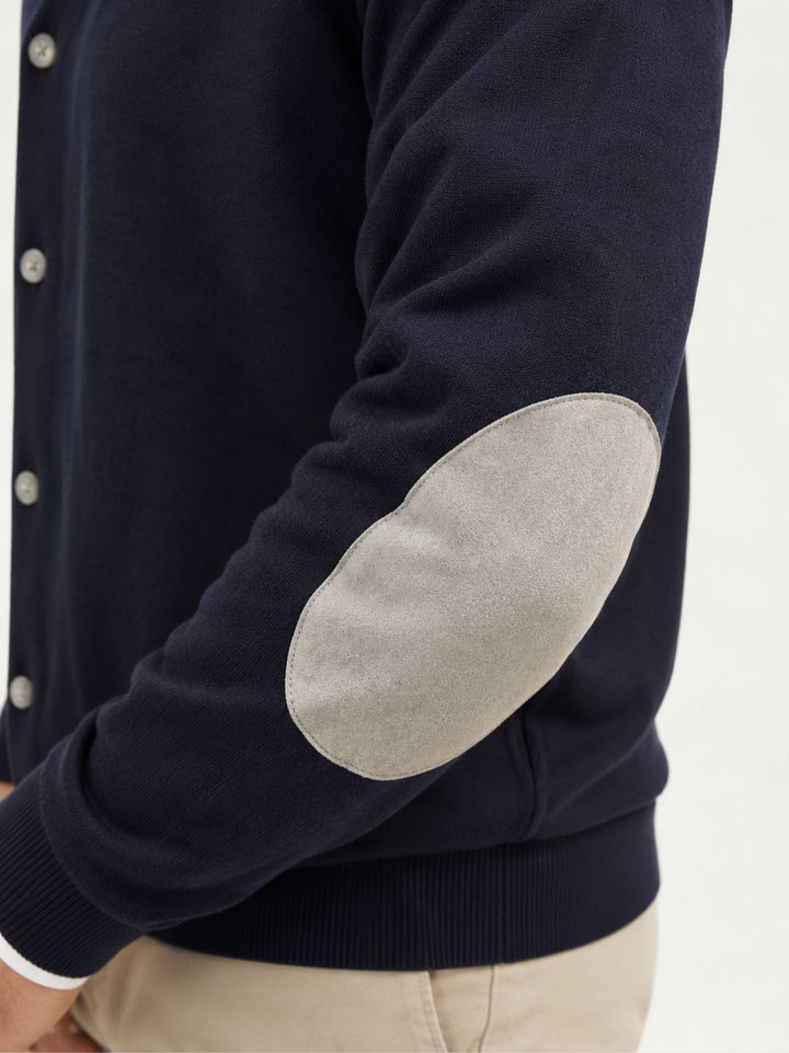 Maglia con bottoni in lana e cashmere navy e grigia 87058 BLU ANDREA MORANDO 