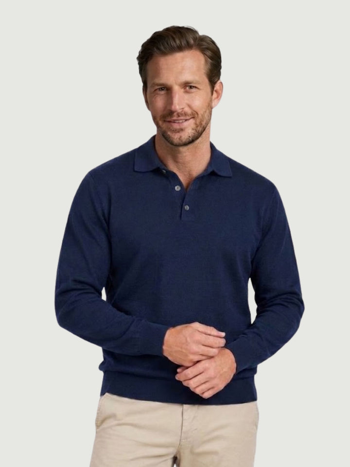 Maglia a polo in lana merino extrafine navy 87231 BLU ANDREA MORANDO 