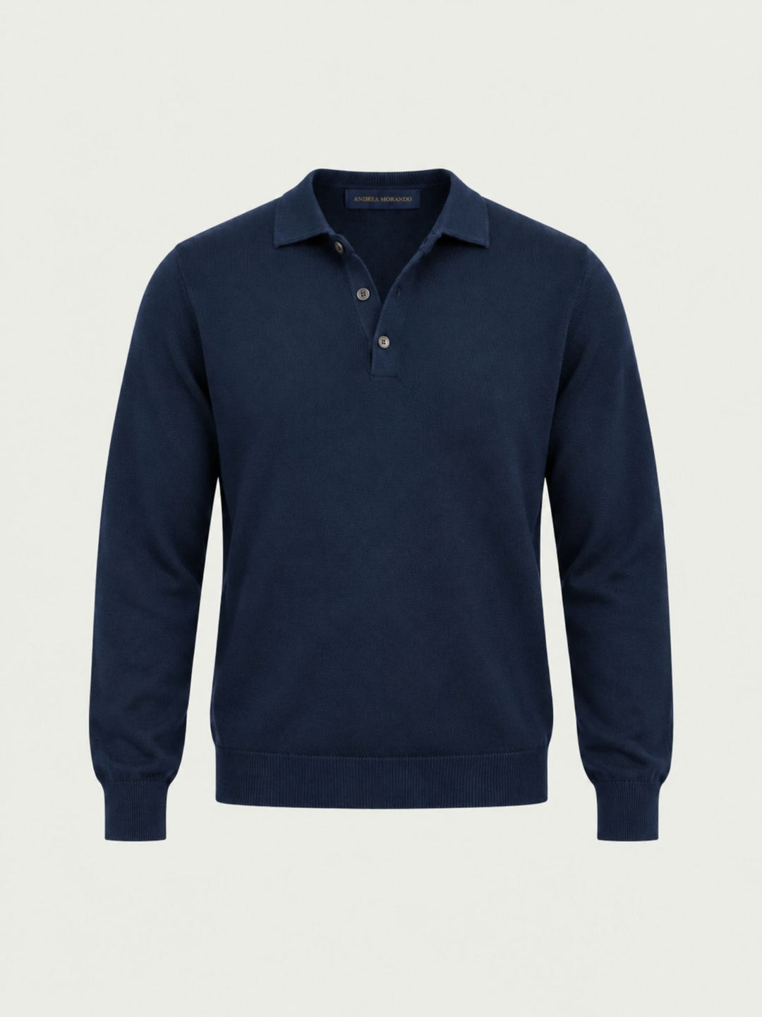 Maglia a polo in lana merino extrafine navy 87231 BLU ANDREA MORANDO 