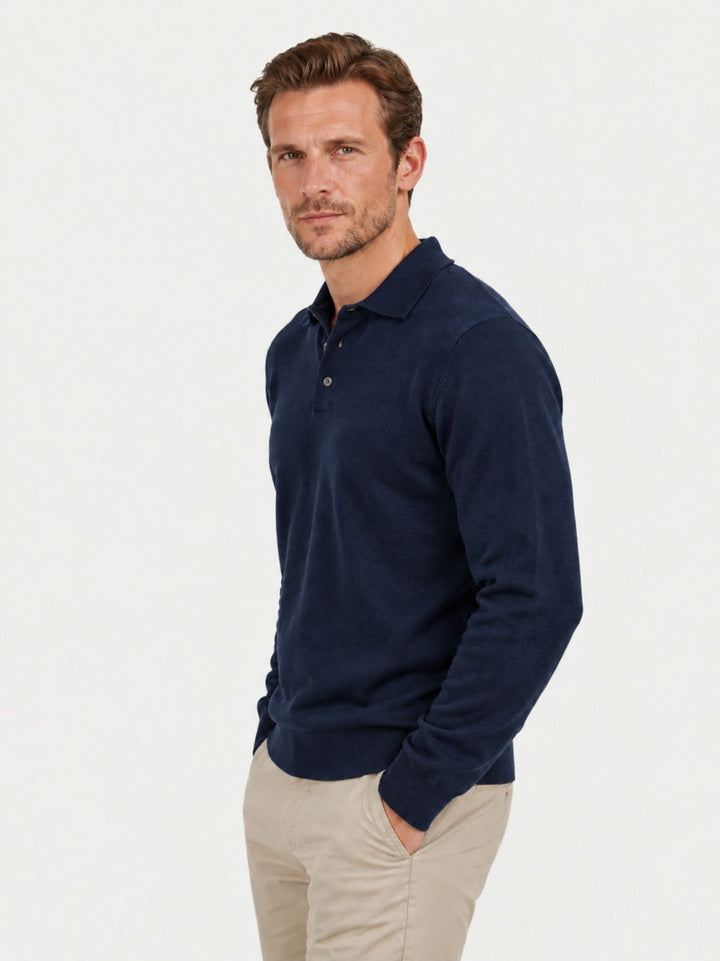 Maglia a polo in lana merino extrafine navy 87231 BLU ANDREA MORANDO 