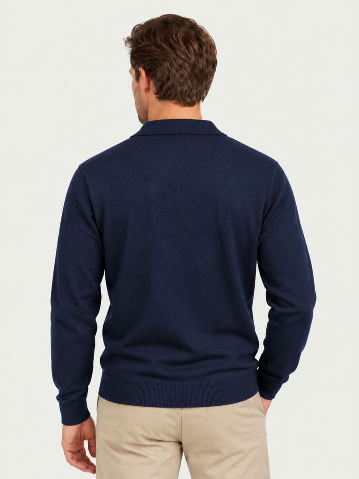 Maglia a polo in lana merino extrafine navy 87231 BLU ANDREA MORANDO 