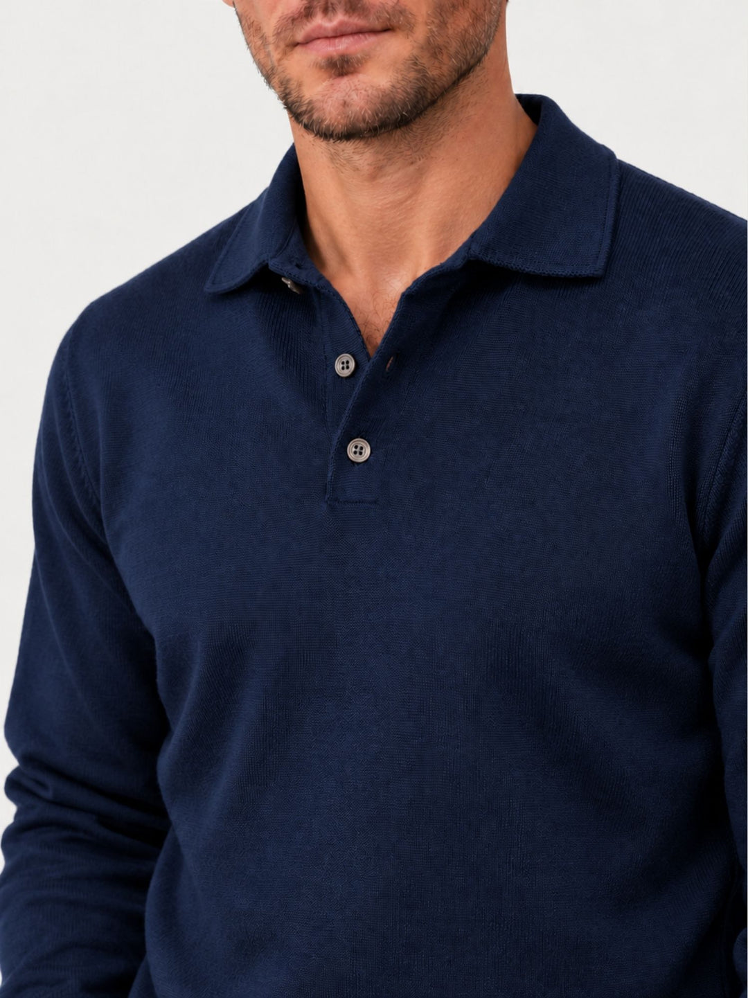 Maglia a polo in lana merino extrafine navy 87231 BLU ANDREA MORANDO 