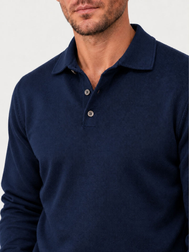 Maglia a polo in lana merino extrafine navy 87231 BLU ANDREA MORANDO 