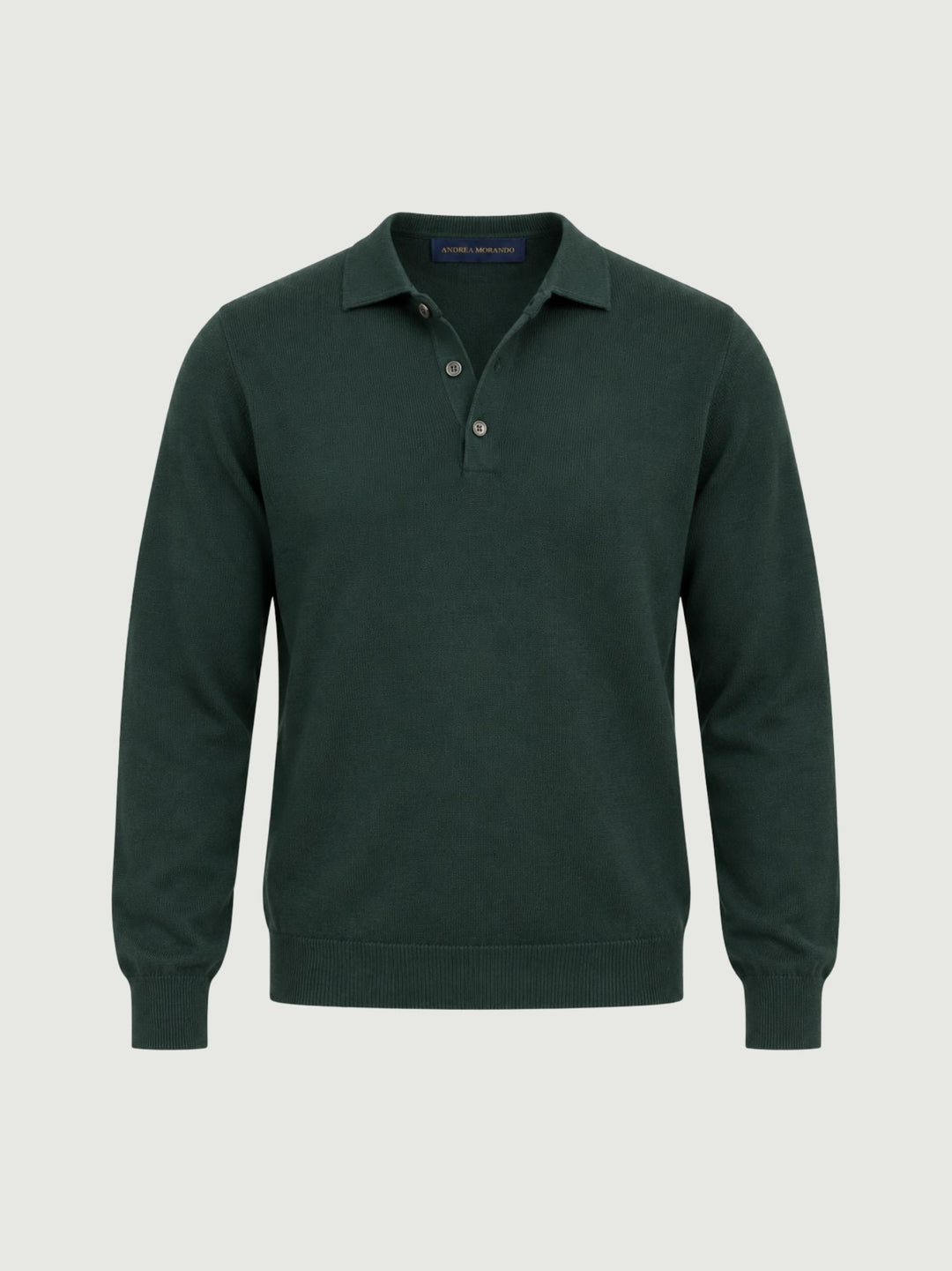 Maglia a polo in lana merino extrafine verdone 87231 VERDE ANDREA MORANDO 