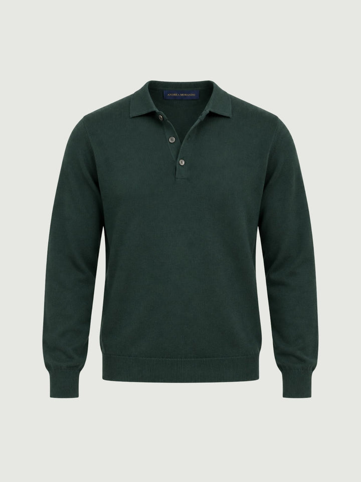 Maglia a polo in lana merino extrafine verdone 87231 VERDE ANDREA MORANDO 