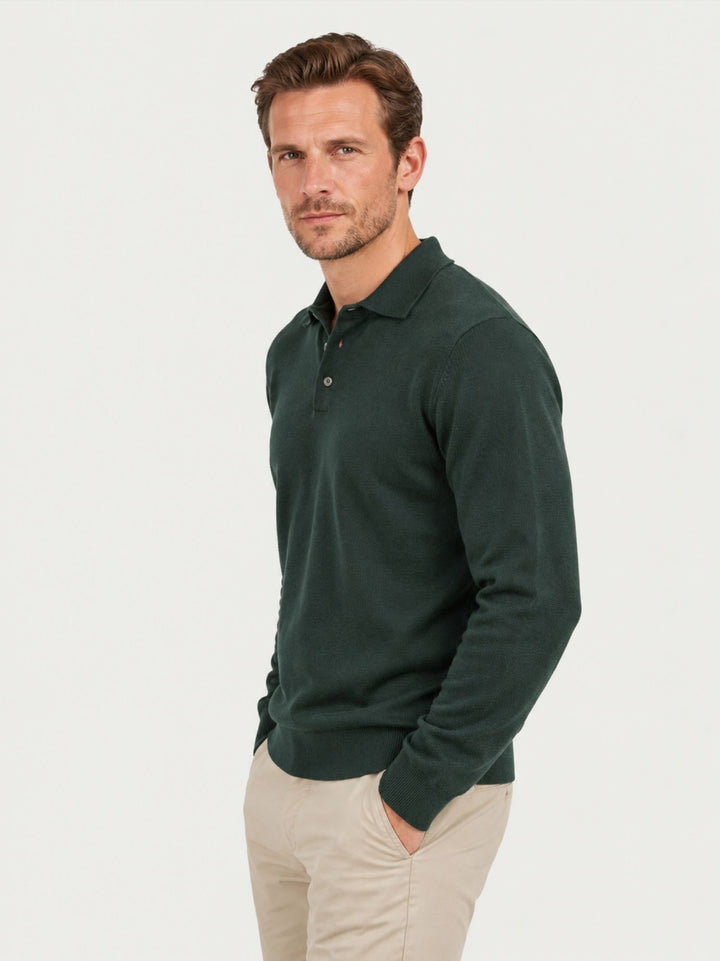 Maglia a polo in lana merino extrafine verdone 87231 VERDE ANDREA MORANDO 
