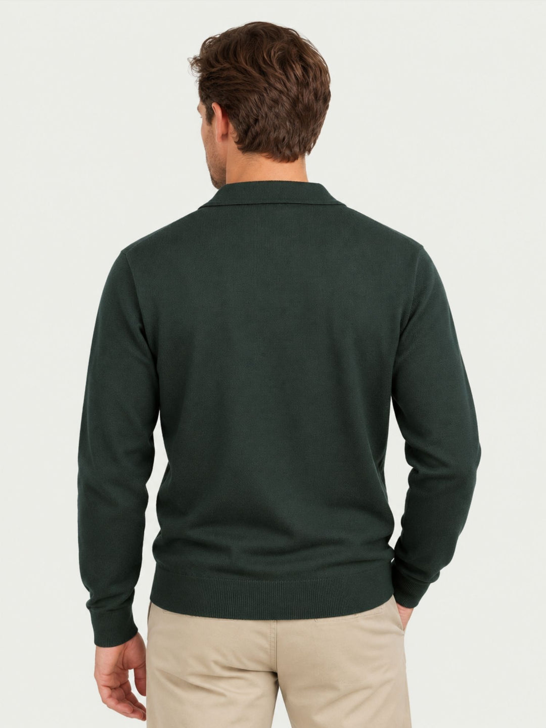 Maglia a polo in lana merino extrafine verdone 87231 VERDE ANDREA MORANDO 