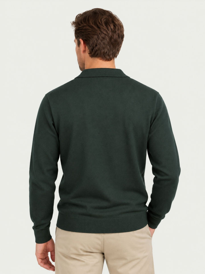Maglia a polo in lana merino extrafine verdone 87231 VERDE ANDREA MORANDO 