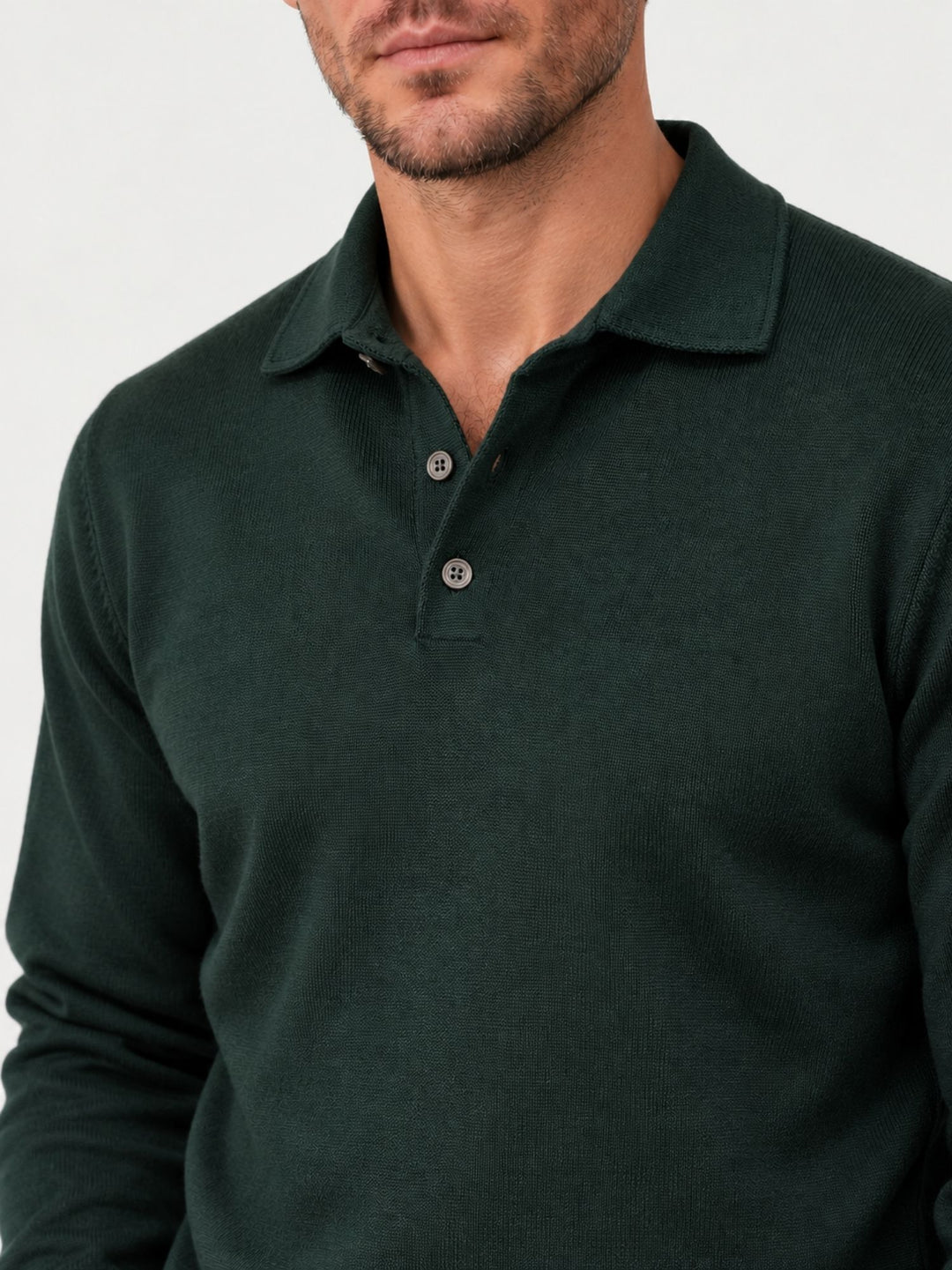 Maglia a polo in lana merino extrafine verdone 87231 VERDE ANDREA MORANDO 