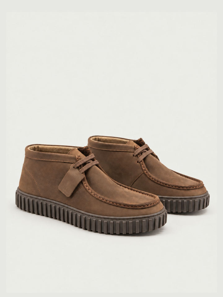 Polacchino in pelle scamosciata con suola carroarmato marrone 263270 LEATHER BROWN ANDREA MORANDO 