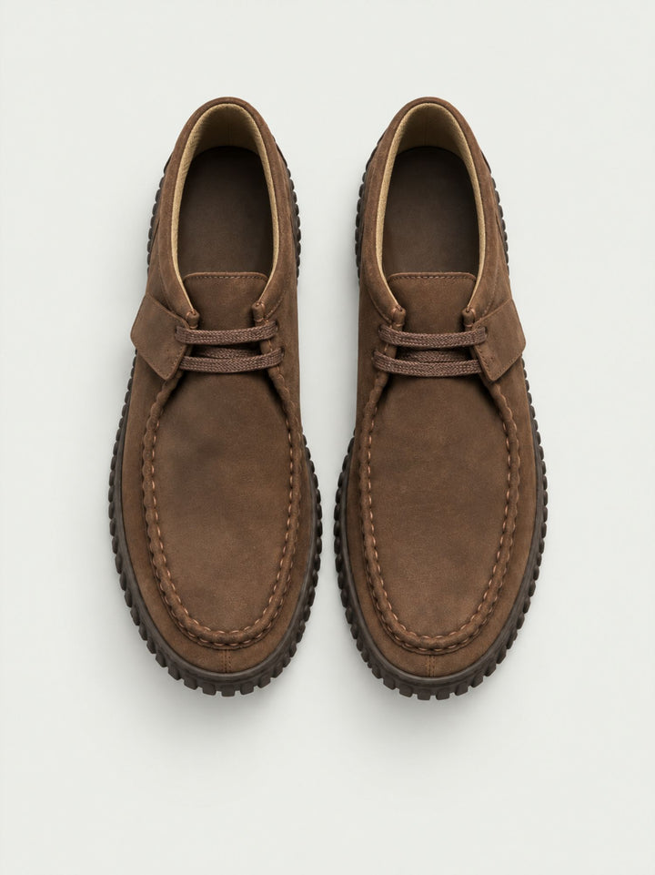 Polacchino in pelle scamosciata con suola carroarmato marrone 263270 LEATHER BROWN ANDREA MORANDO 