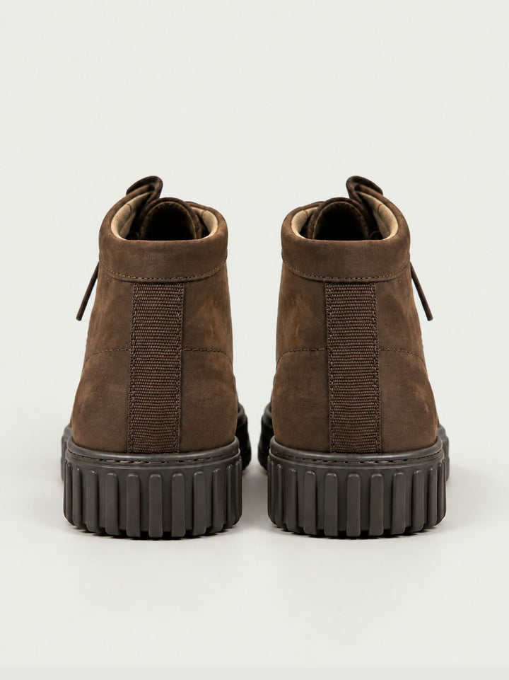 Polacchino in pelle scamosciata con suola carroarmato marrone 263270 LEATHER BROWN ANDREA MORANDO 