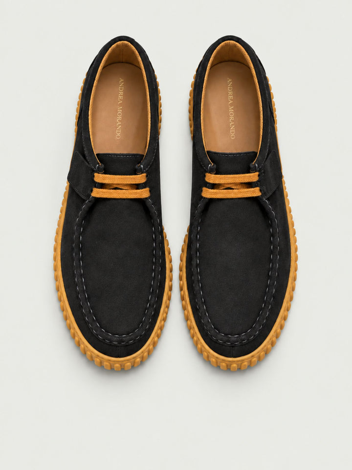 Polacchino in pelle scamosciata con suola carroarmato navy 263270 SUEDE NAVY ANDREA MORANDO 