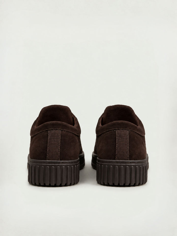 Allacciata in pelle scamosciata con suola carroarmato moro 263272 SUEDE BROWN ANDREA MORANDO 