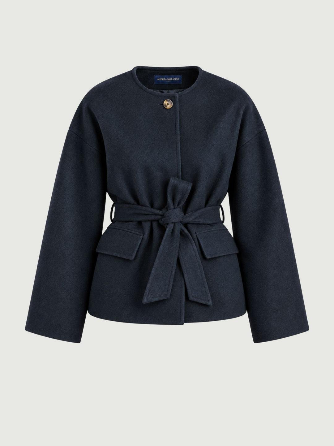Giacca corta con cintura navy K4194 BLU SUNJOY 